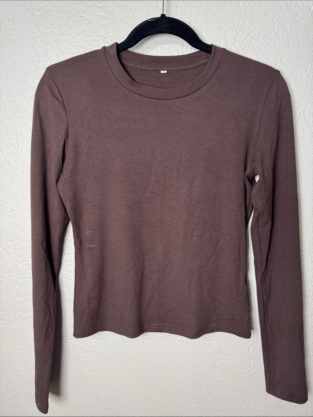 Essential Long Sleeve Crewneck Top in Chocolate Brown